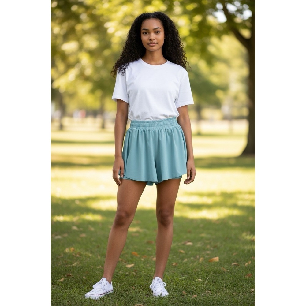 Liberty Pro Girls 2-in-1 Flowy Butterfly Athletic Skort Sky Blue Youth Small